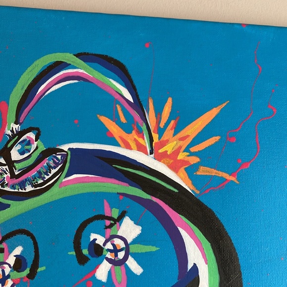 ORIGINAL Abstract Acrylic Painting signed by Artist. 16x20in canvas “BombStar” - Picture 2 of 3